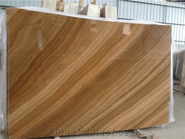 Wooden Yellow Marble Slabs Tiles Wall Cladding Cut To Size