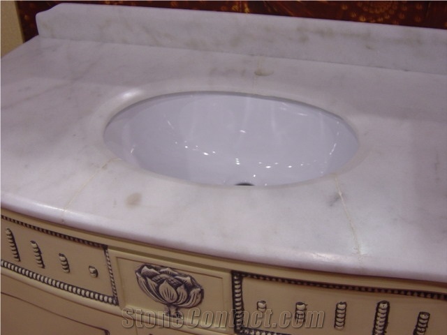 China Factory Bathroom Countertop Idea,White Marble Bathroom Vanity Tops,Wholesaler-Xiamen Songjia
