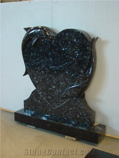 China Factory Blue Pearl Granite Monument,Heart Tombstone,Quarry Owner-Xiamen Songjia