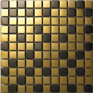 China Factory Price Metal Mosaic Tile for Floor Paving and Wall Cladding,Gold and Black Color Stainless Steel Mosaic Design,Wholesaler-Xiamen Songjia