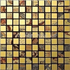 China Factory Price Metal Mosaic Tile for Floor Paving and Wall Cladding,Gold Color Stainless Steel Mosaic Design,Wholesaler-Xiamen Songjia
