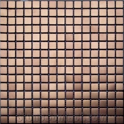 China Factory Price Metal Mosaic Tile for Floor Paving and Wall Cladding,Rose Gold Grid Stainless Steel Mosaic Design,Wholesaler-Xiamen Songjia