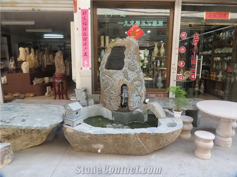 China Grey Natural Stone Garden Fountain Design for Garden Decoration,Wall Mounted Exterior Fountain,Wholesaler-Xiamen Songjia