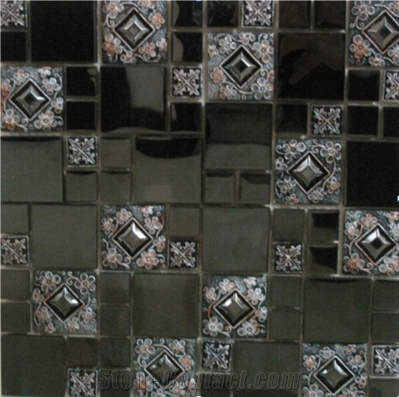 China Mosaic Factory, Black Slate Mosaic for Floor Paving and Wall Cladding,Western Style Bathroom Floor Paving,Wholesaler-Xiamen Songjia