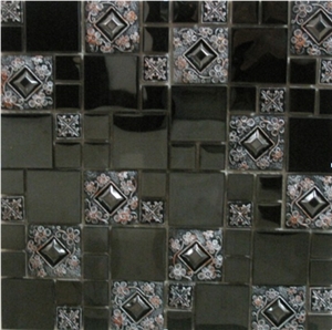 China Mosaic Factory, Black Slate Mosaic for Floor Paving and Wall Cladding,Western Style Bathroom Floor Paving,Wholesaler-Xiamen Songjia