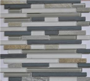 China Mosaic Tiles,Crystal Glass and Slate,Cut to Size for Paving Pattern,Wholesaler-Xiamen Songjia