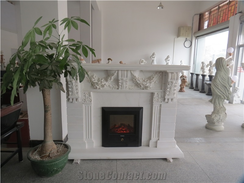 China White Marble Fireplace Factory,Marble Fireplace Design for Decoration Pattern,Wholesaler-Xiamen Songjia