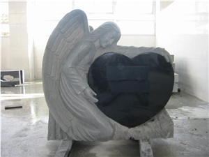 Grey Heart Tomstone&Monuments,Angel and Heart Tombstone, Sculptured Tombstone,Polished Grey Monument&Tombstone,Grey Stone Monument,China Granite Stone Tombstone,China Grey Granite Monument & Tombstone