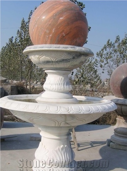 Red Granite& Marble Fountains,Garden Fountains,Exterior Stone Fountains,China Beige Stone Fountains,Water Features,Good Quality Fountains