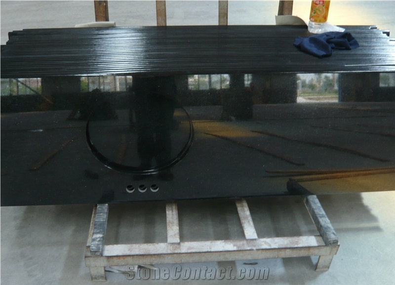 Shanxi Black Granite Kitchen Countertops, China Black Stone Kitchen Countertops, Shanxi Black Kitchen Bar Tops