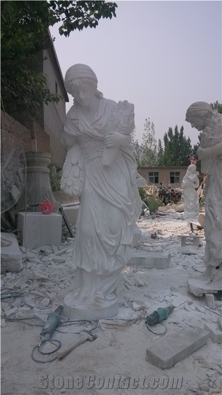 White Marble Stone Religion Virgin Mary Sculpture, Hand Carved Mary Garden Statue,Garden Decoration,Wholesaler-Xiamen Songjia