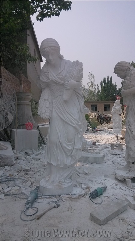 White Matble Stone Religion Virgin Mary Sculpture , Hand Carved Mary Garden Statue,Wholesaler-Xiamen Songjia