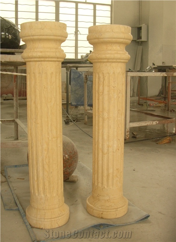Yellow&Grey Marble Columns,Roman Columns,Polished Stone Columns,Sculptured Columns,Indoor&Outdoor Stone Columns,Ionic Columns,Chinese Cheaper Price Columns,Good Quality Columns,
