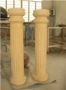 Yellow&Grey Marble Columns,Roman Columns,Polished Stone Columns,Sculptured Columns,Indoor&Outdoor Stone Columns,Ionic Columns,Chinese Cheaper Price Columns,Good Quality Columns,
