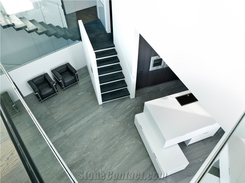Vals Tiles Private Residence Interior Design with Valser Gneis