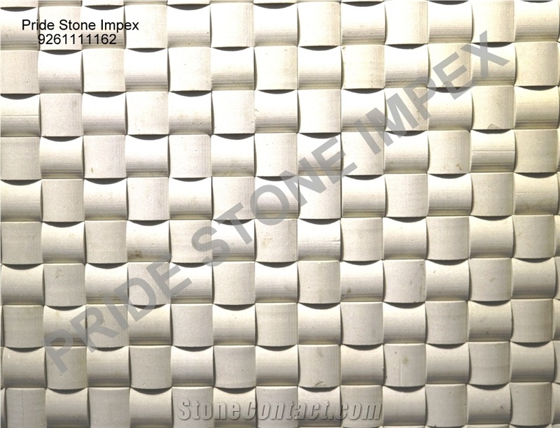 Natural Stone Tiles, Beige Sandstone Wall Mosaic, Polished Mosaic