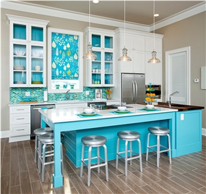 Colorful Quartz Kitchen Countertop Easy-To-Clean and Resistant to Stains,Heat and Scratches