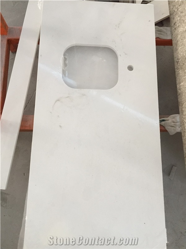 Oem White Quartz Stone Surfaces Service for Corian Stone Slab Customized Countertop Shape or Window Sills Window Parapets Door Surround