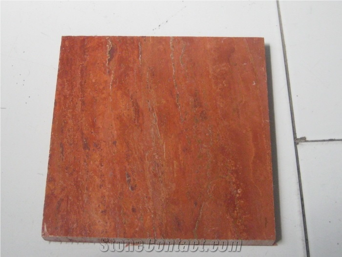 Red Travertine Tile & Slabs, Polished Travertine Floor Tiles, Flooring Tiles