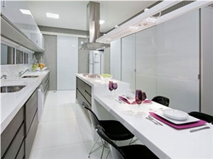 White Nano Crystallized Glass Custom Kitchen Countertops