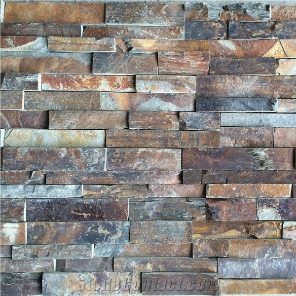China Rust Slate Culture/Cultural Stone, Wall Cladding, Wall Cladding Stone, Corner Stone, Rusty Slate Ledge Stone