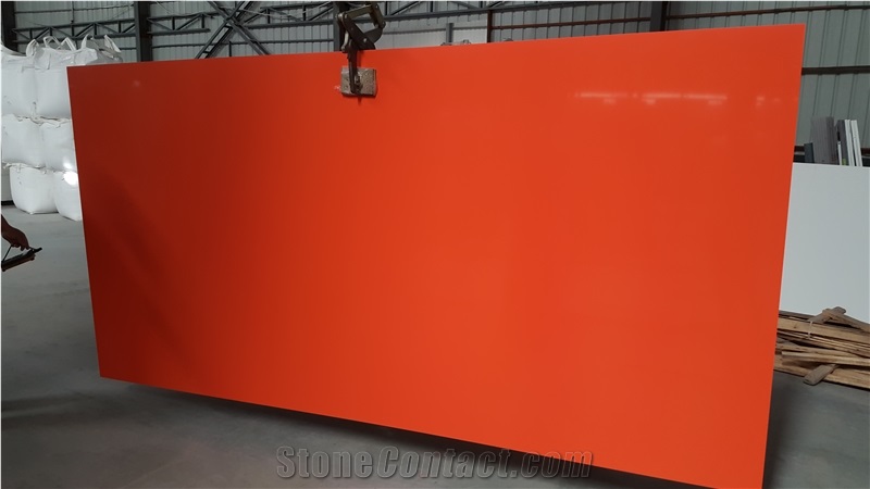 Dark Orange Quartz Slabs,China Engineered Quartz Stone,Polished Quartz Stone Slabs
