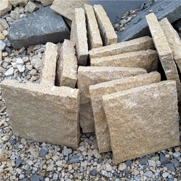 G682 Yellow Granite Cube Stone & Paver, Golden Dune, Sunset Gold Granite Floor Covering, Landsacping Stone