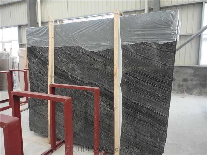 Silver Wave Marble Slabs, Black Lines, Cafe Argento, Ancient Wooden Grain Marble