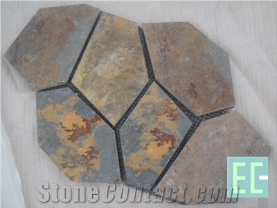 Hebei Rust Slate Random Flagstone Paving Stone