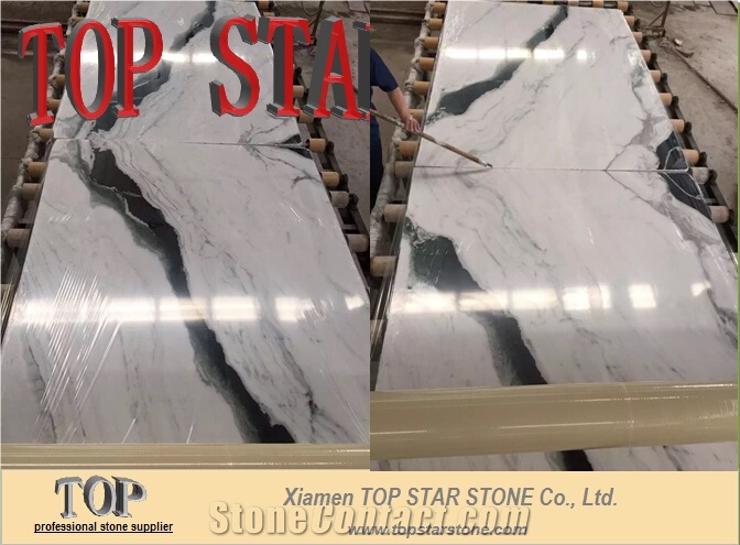 China Panda White Marble Slabs & Tiles,Polished White Color Marble with Black Veins for Hotel Lobby