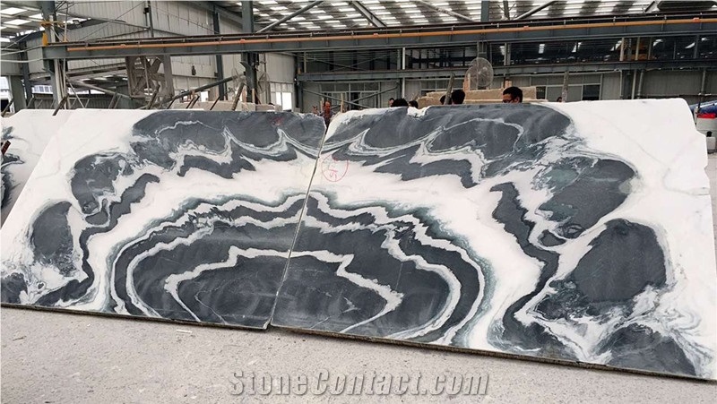Hot Sale China Panda White Marble Slabs & Tiles for Villa House Wall Book Match Design