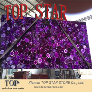 Luxurious Translucent Purple Agate Purple Semiprecious Onyx Slab