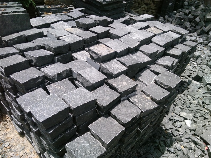 Black Cobbles, Lime Black Limestone Cube Stone & Pavers
