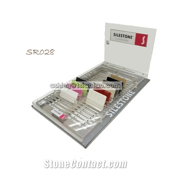 Custom Metal+Acrylic Horizon Quartz-Marble-Granite-Timber-Stone Samples Display Tabletop Rack Sr028
