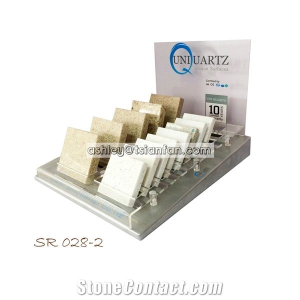 Desktop Custom Acrylic+Metal Display Rack for Quartz-Marble-Granite-Stone Samples Sr028-2