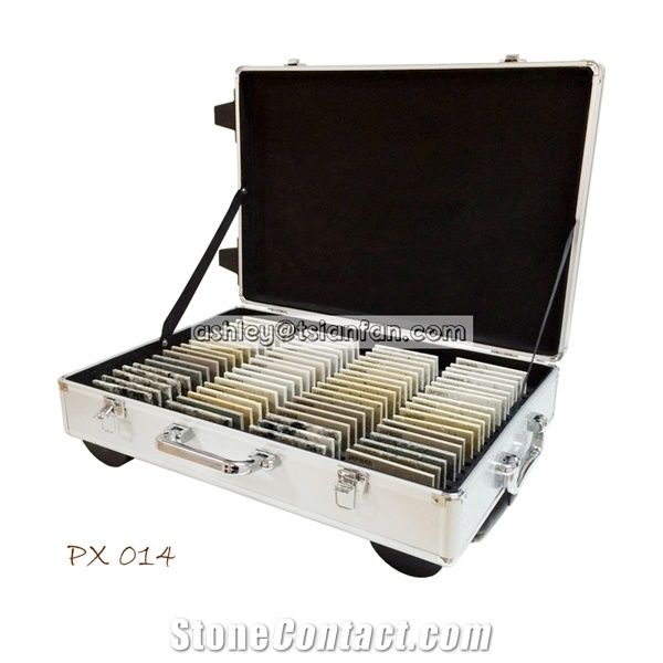 Draw-Bar Lock-Up Aluminum Stone Samples Display Suitcase for Traveling Px014
