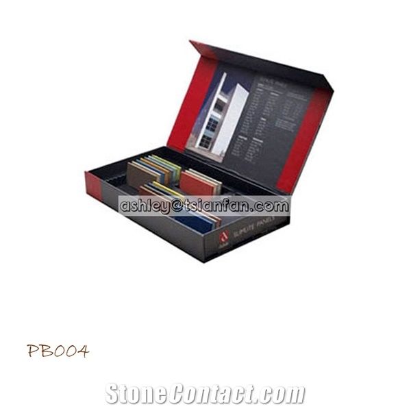 Magnet Lid Cover Custom Quartz-Marble-Granite-Timber Stone Samples Display Box/Sample Case Pb004-1