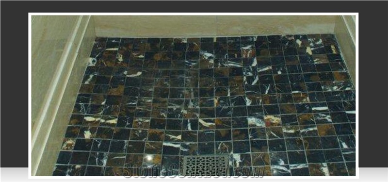 Black Gold Marble Shower Floor