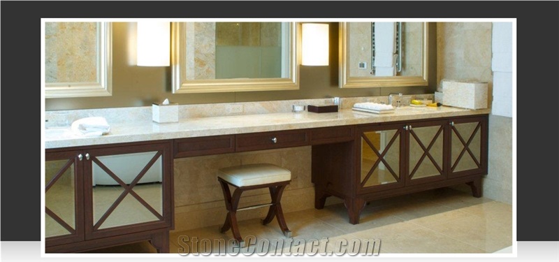 Golden White Marble Commercial Bathroom