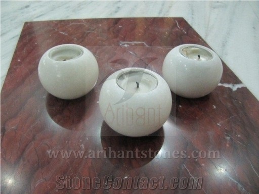 Candle Holder 3, White Marble Candle Holders