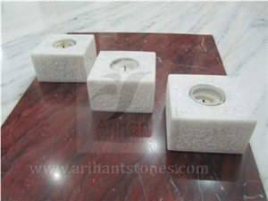 Candle Holder 4 Marble, White Marble Candle Holders