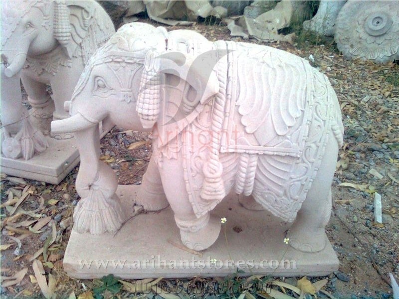 Elephant Statues 1, White Marble Statues