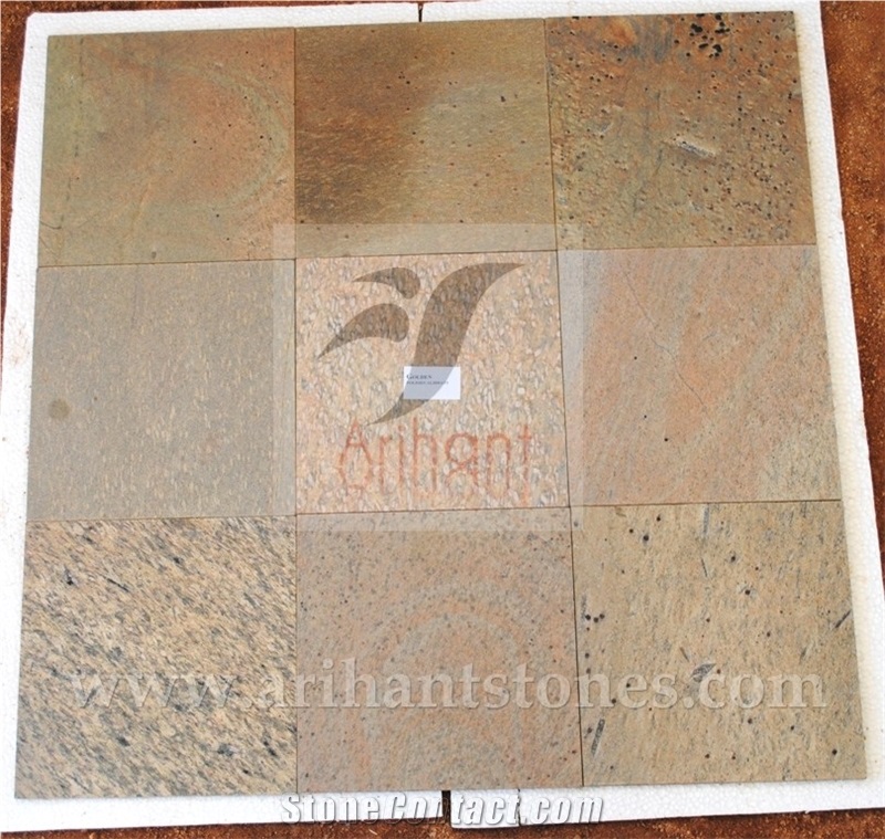 Golden Slates Tiles & Slabs, Yellow Slate Flooring Tiles India