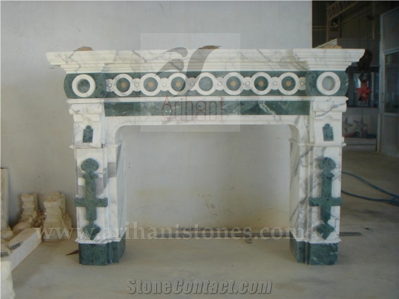 Pattern 2 Fireplace, White Marble Fireplace Decorating India
