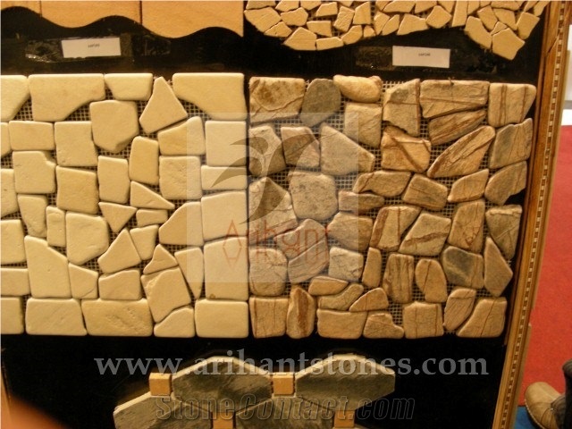 Pattern 8 Mosaics, Brown Sandstone Floor Mosaic, Wall Mosaic India