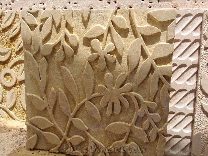 Wall Cladding 11, Brown Sandstone Walling Tiles, Flower Wall Panel