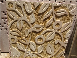 Wall Cladding 12, Brown Sandstone Walling Tiles, Wall Flower Panel