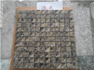 China Emperador Dark Marble Mosaic, China Brown Marble Polished Brick Mosaic,Brown Marble Wall Mosaic,Floor Mosaic