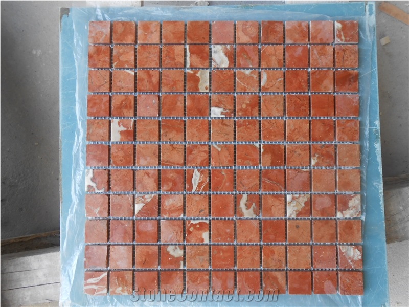 Classic Red Marble Mosaic,China Red Marble Polished Mosaic