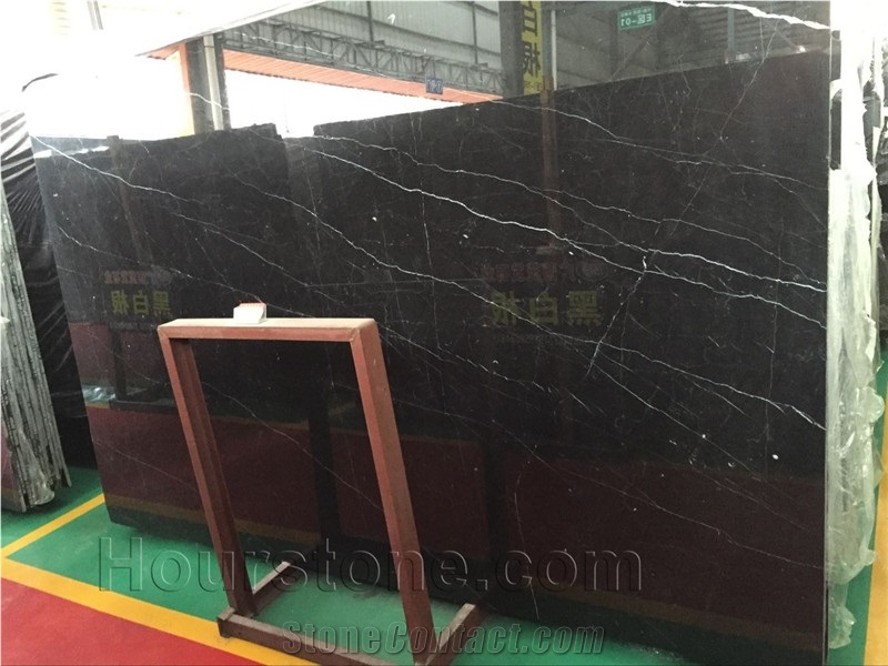 China Marquina Marble Black with Few White Veins